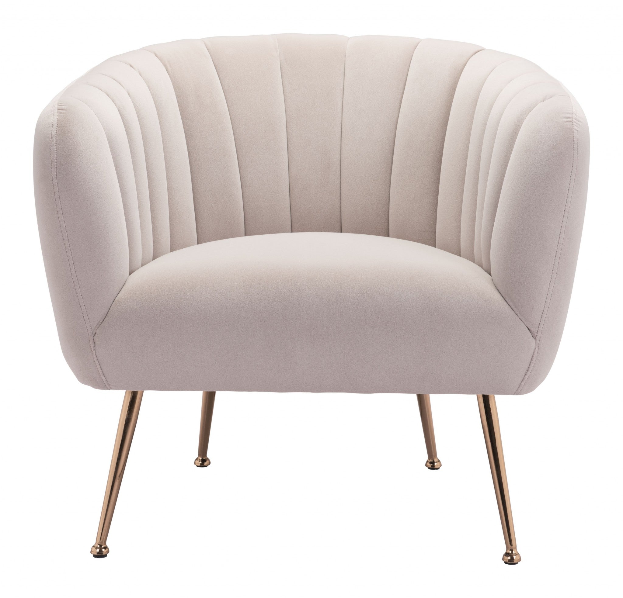 Ivory and Gold Super Soft Vertical Channel Accent Club Chair