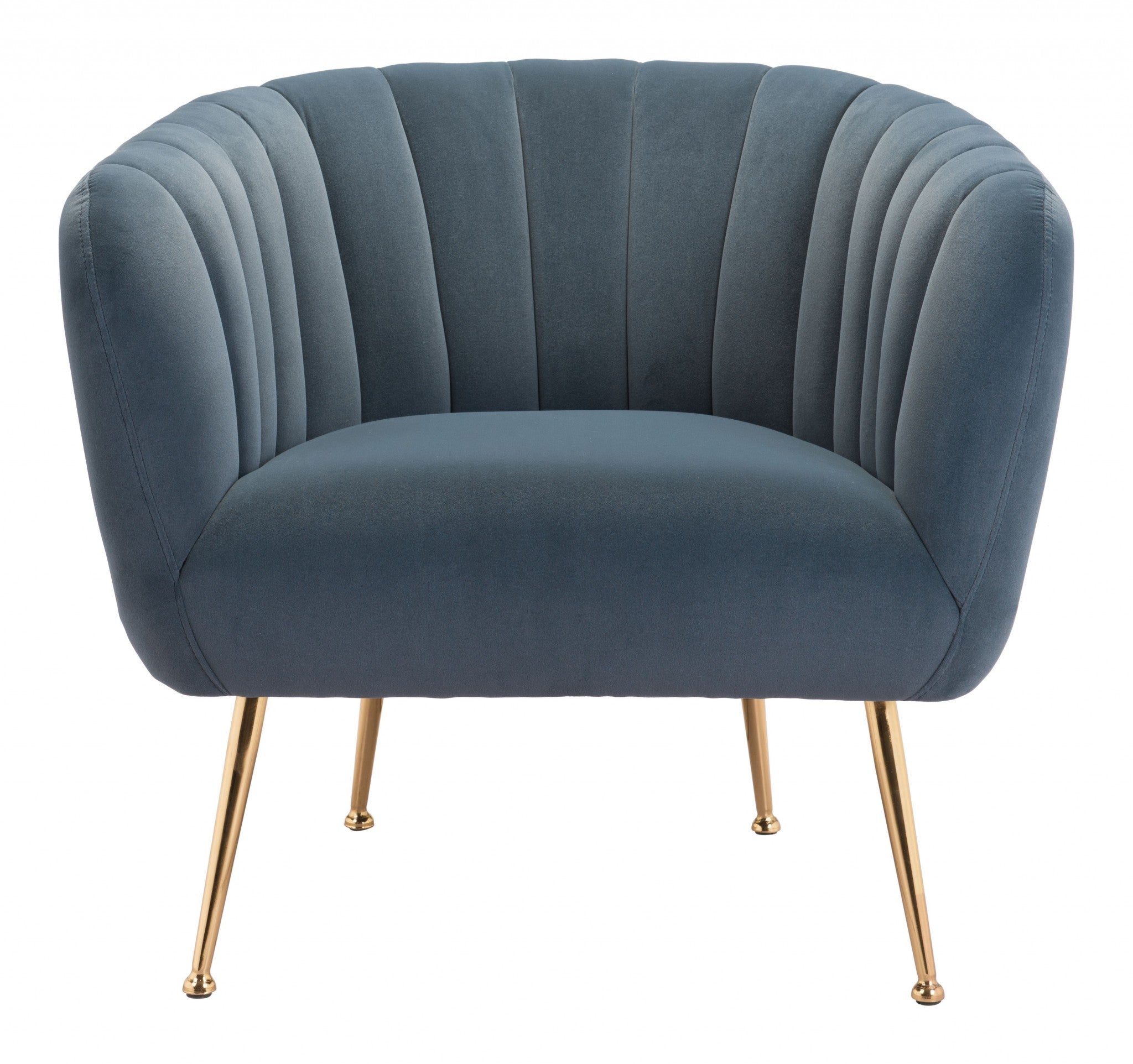 30" Gray And Gold Velvet Tufted Club Chair