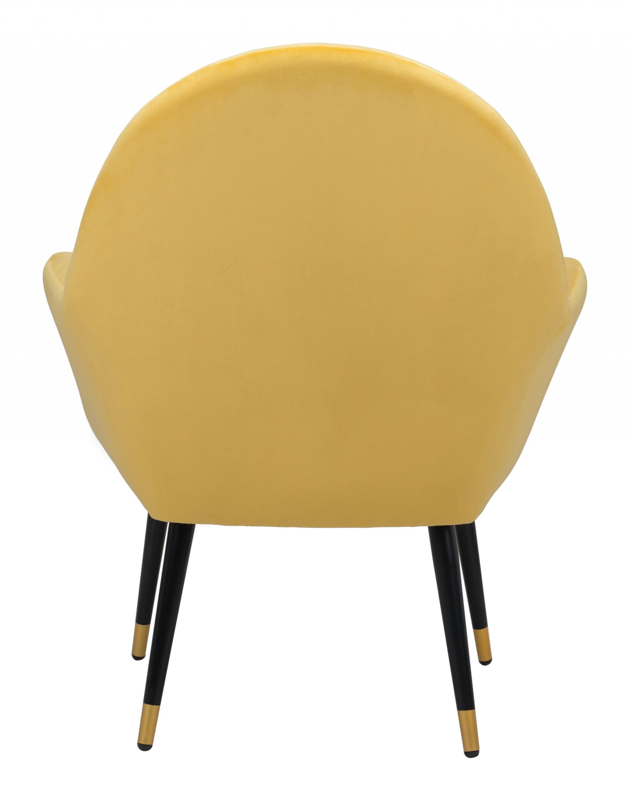 30" Yellow And Gold Velvet Arm Chair