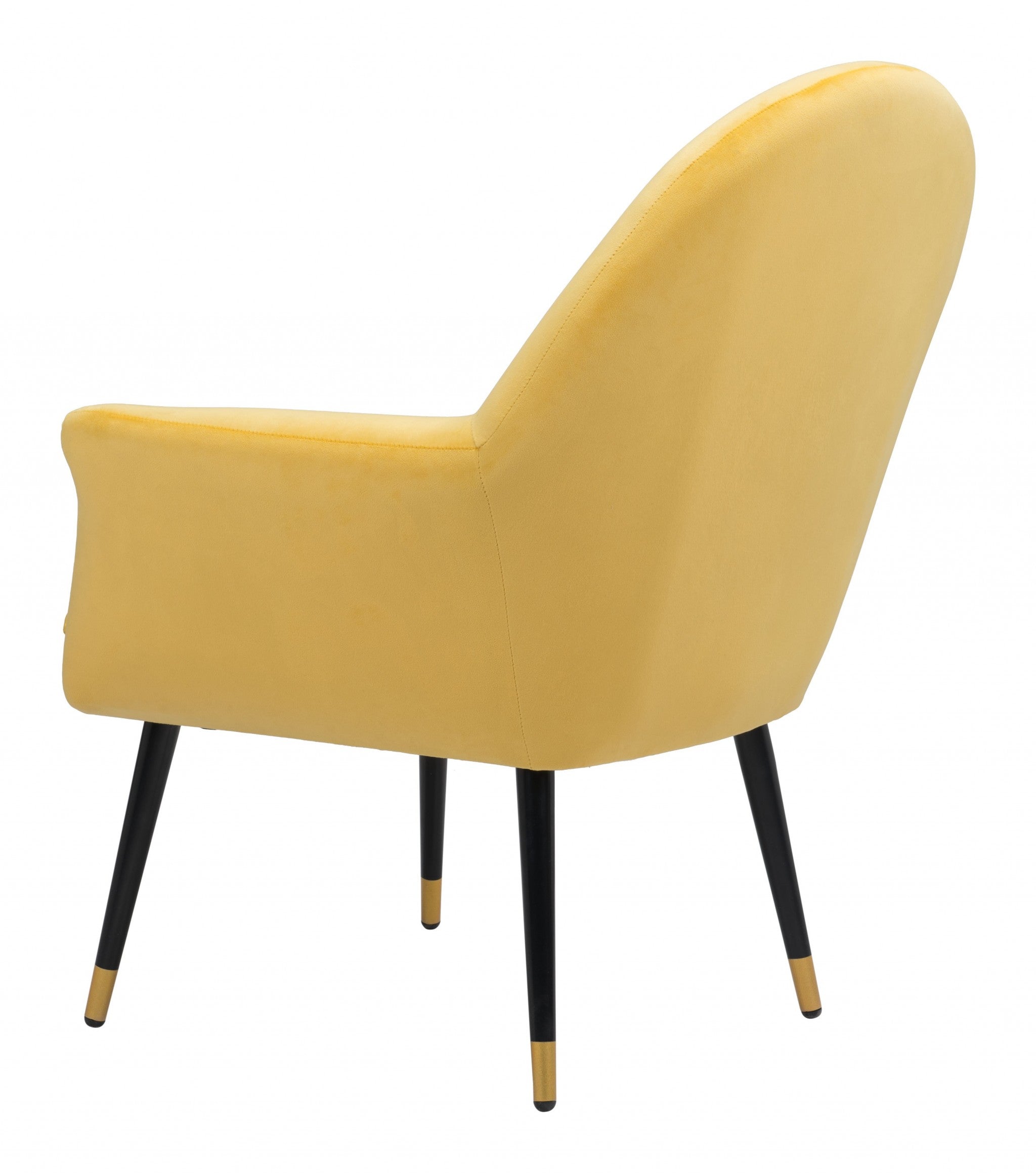 30" Yellow And Gold Velvet Arm Chair