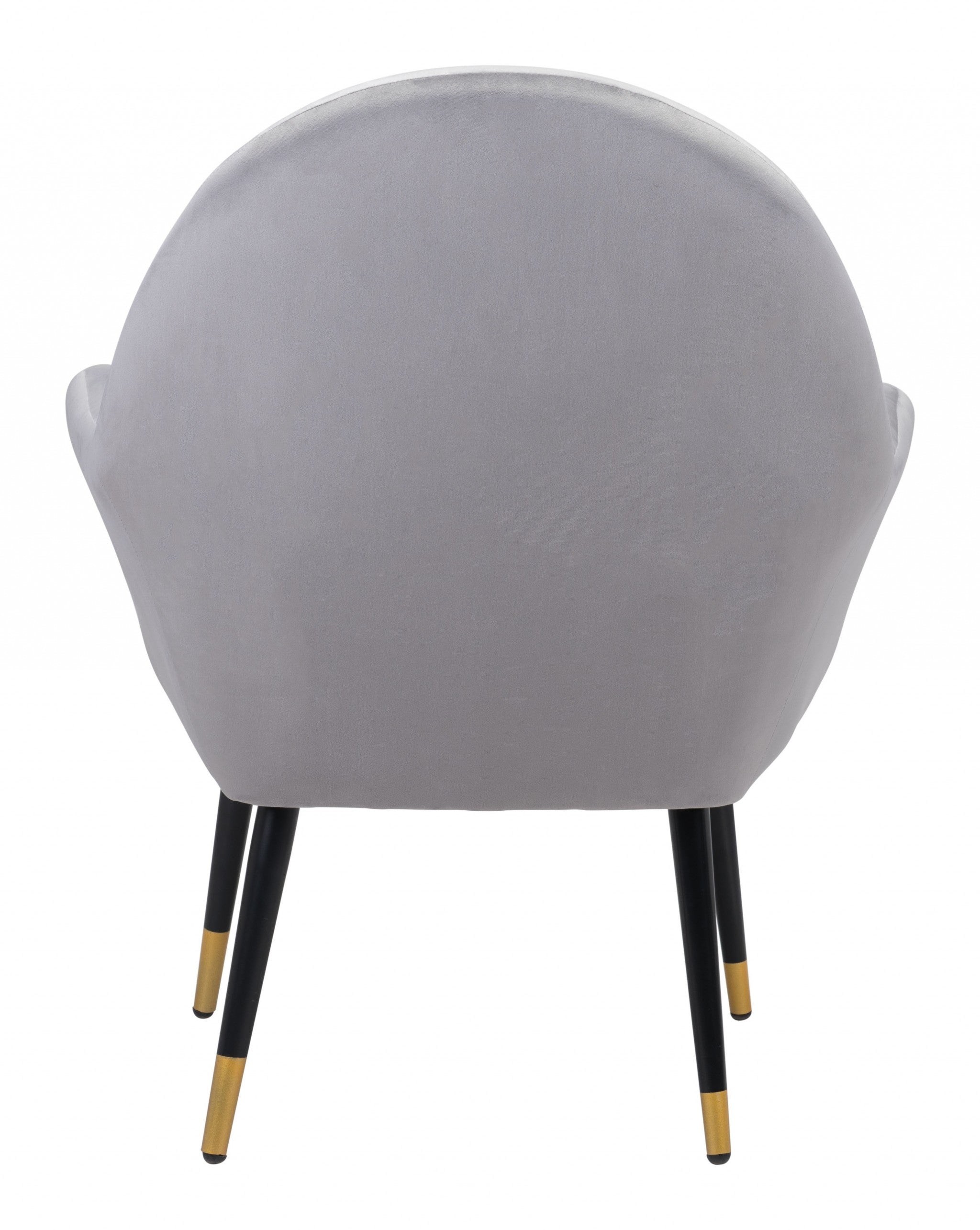 30" Gray And Gold Velvet Arm Chair