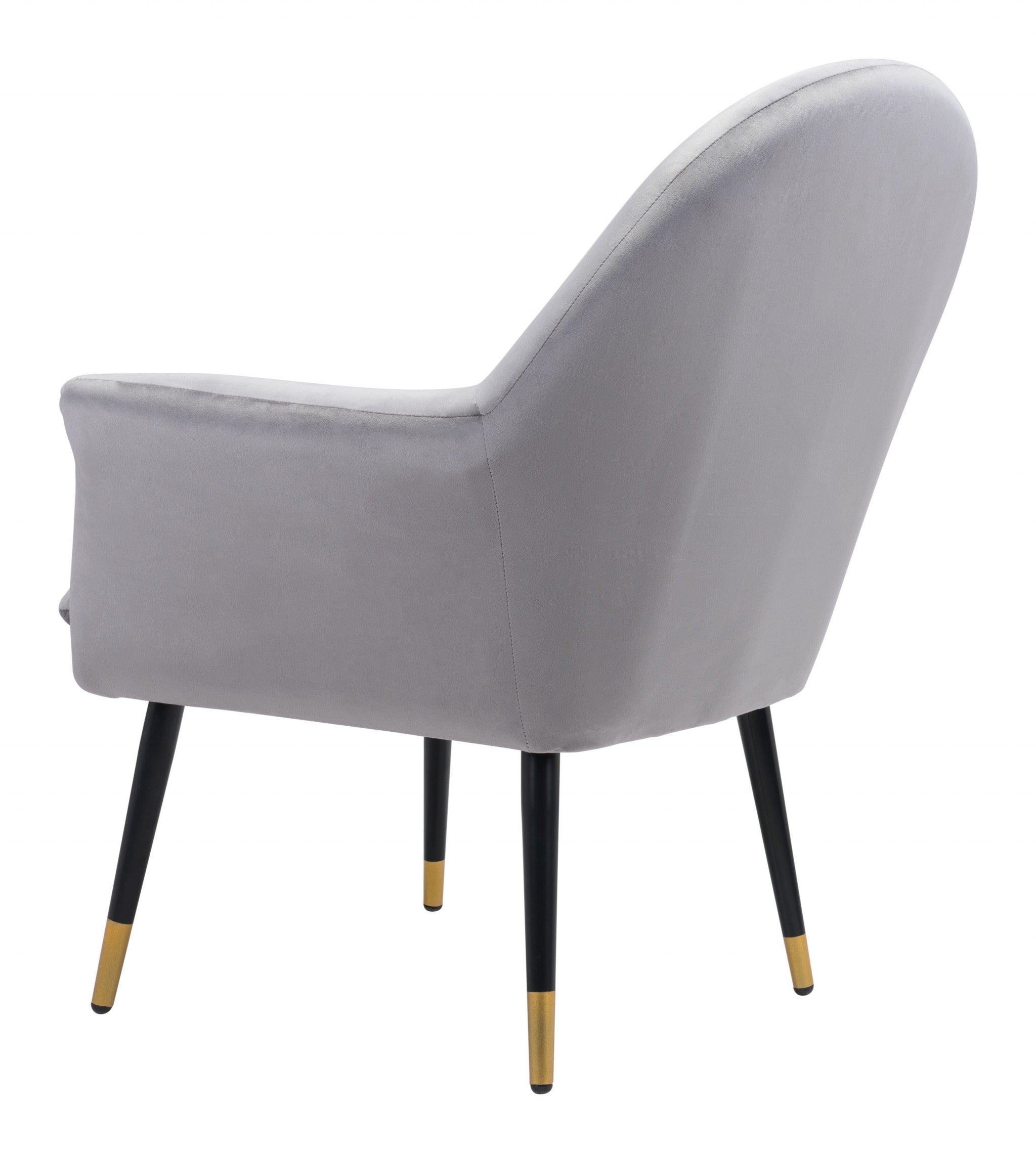 30" Gray And Gold Velvet Arm Chair