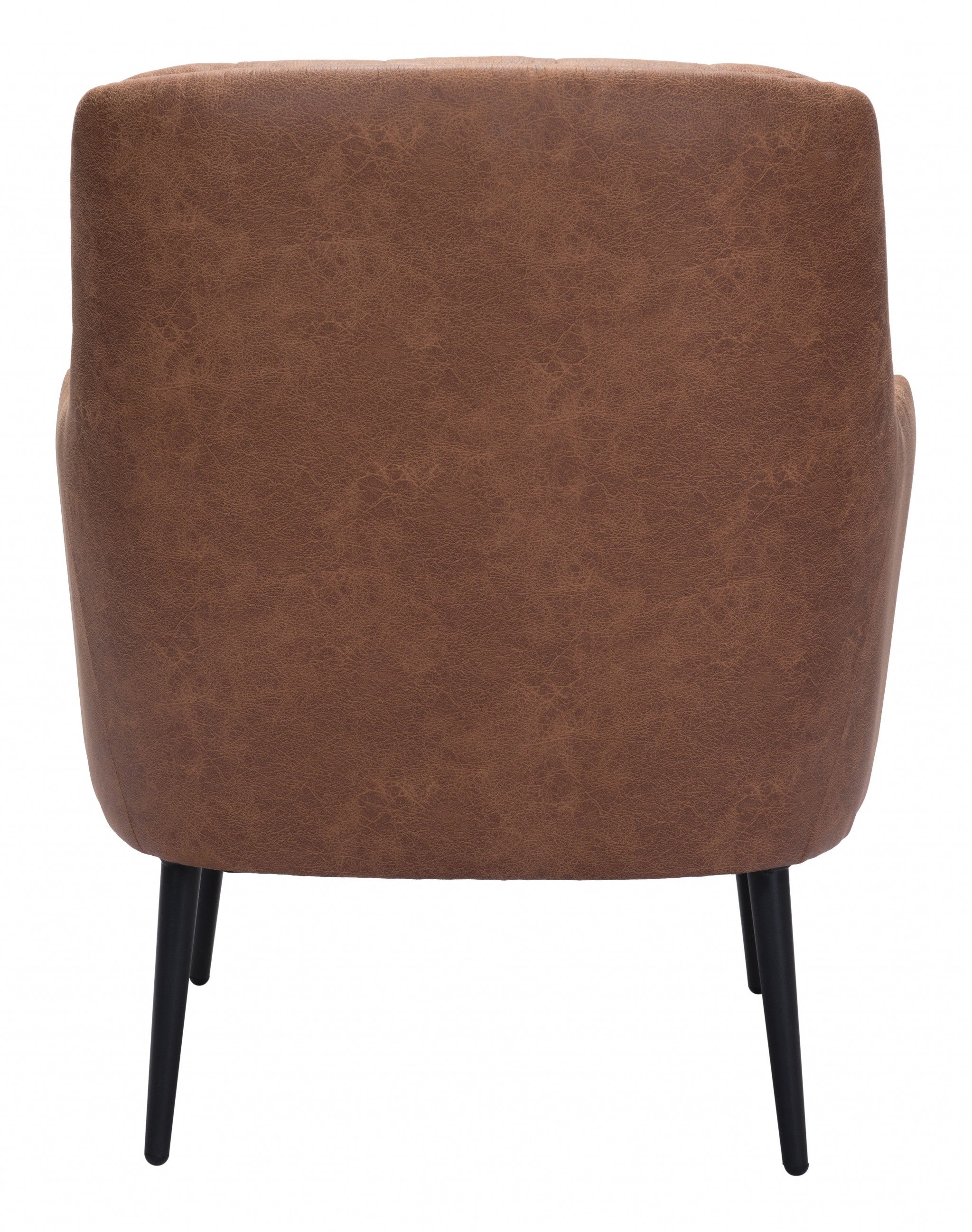 29" Brown Faux Leather And Gold Tufted Arm Chair