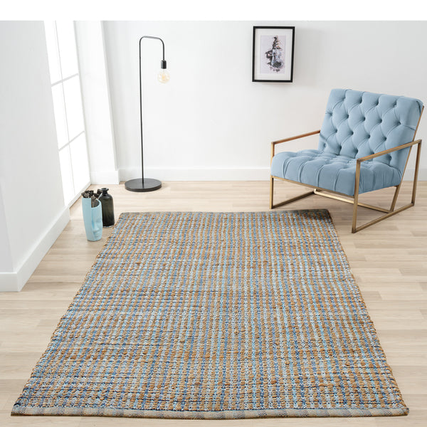 8' X 10' Blue Dhurrie Hand Woven Area Rug