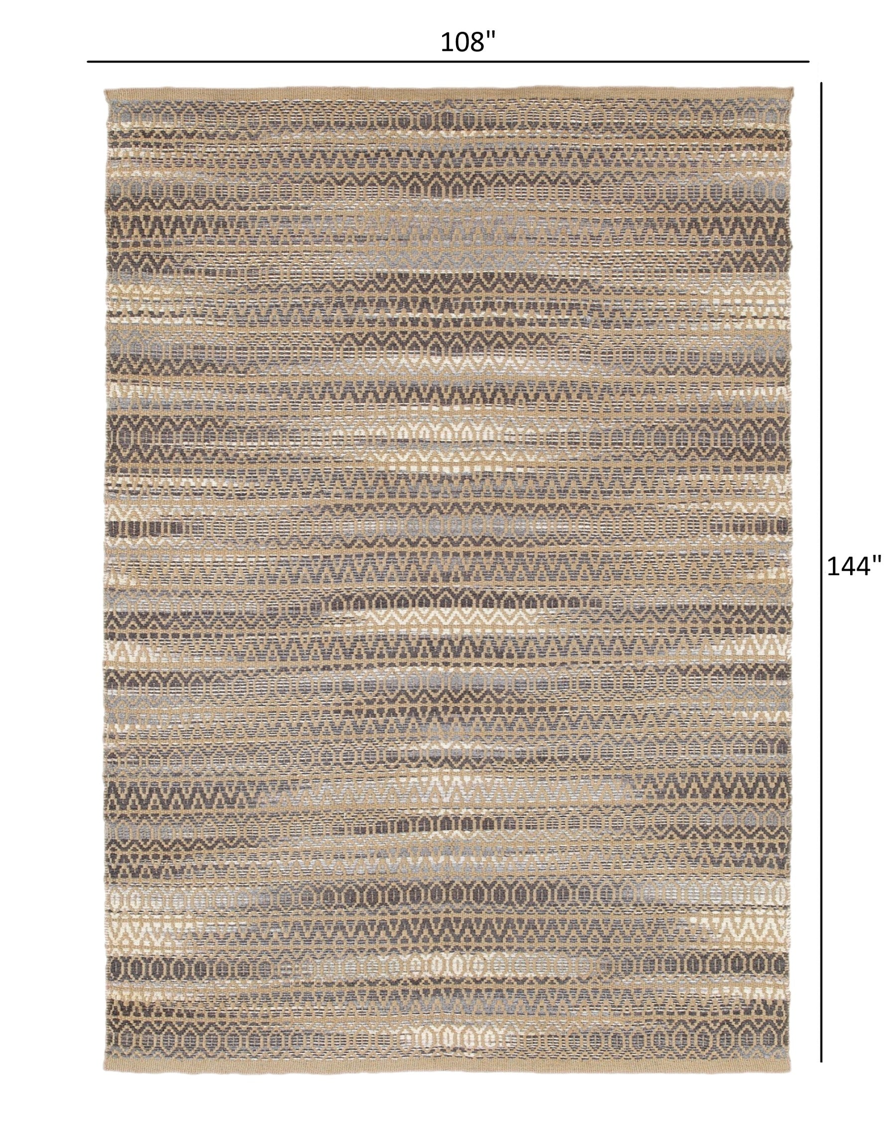 9’ x 12’ Gray and Tan Striated Runner Rug