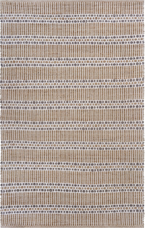 9’ x 12’ Tan and Gray Detailed Stripes Area Rug