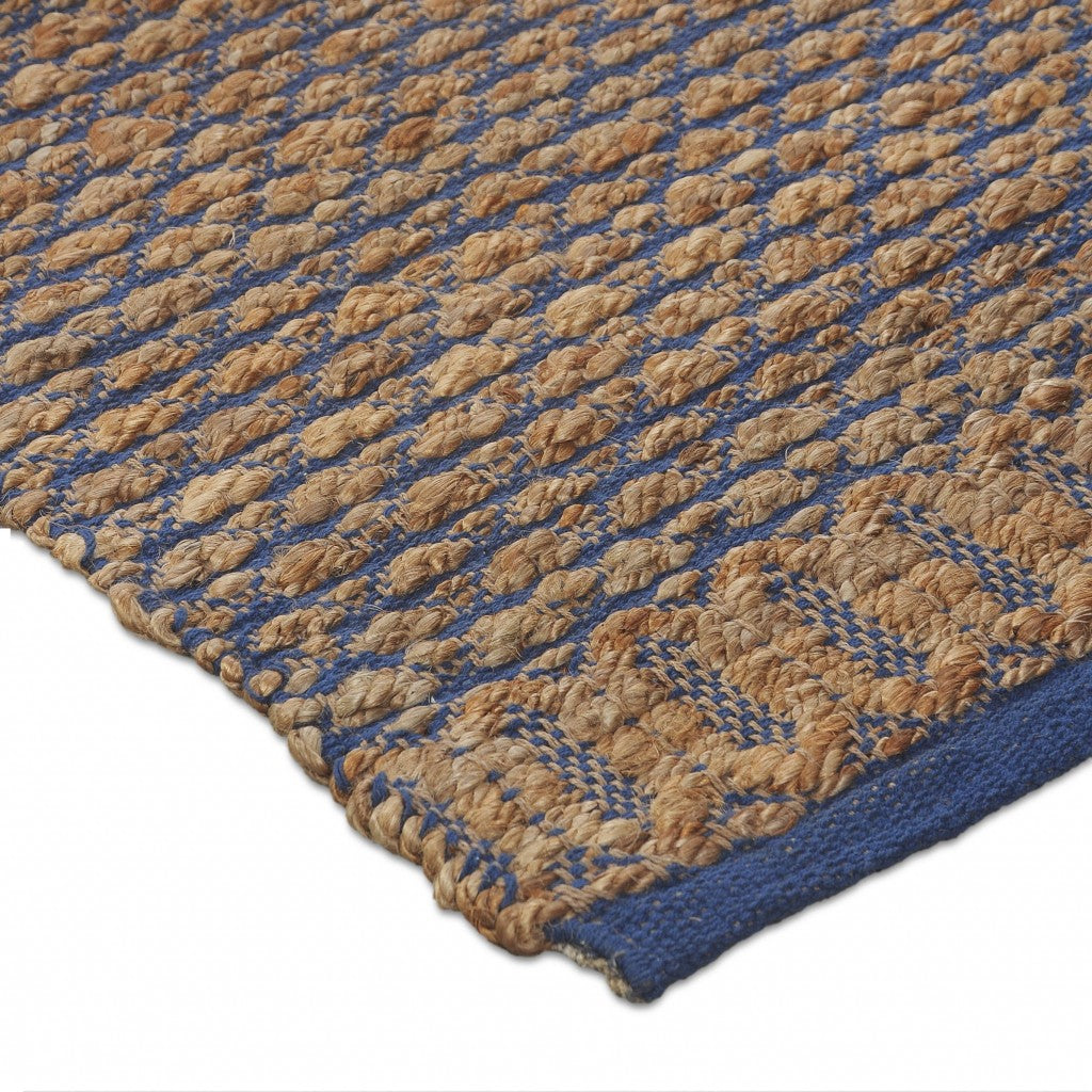 8’ x 10’ Tan and Blue Detailed Lattice Area Rug