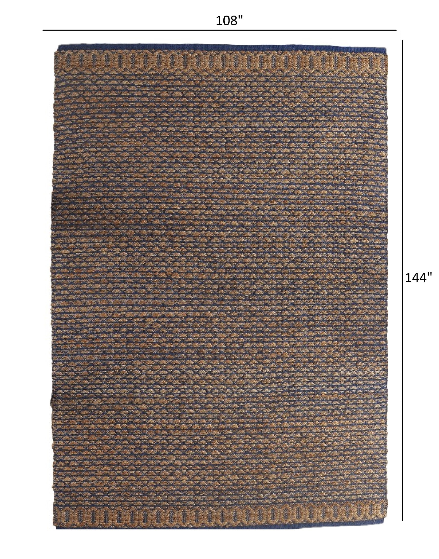 9’ x 12’ Tan and Blue Detailed Lattice Area Rug