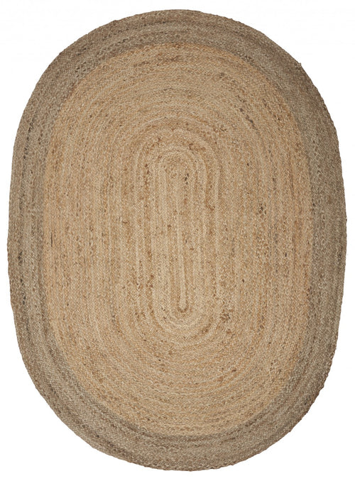 9’ Natural Toned Oval Shaped Area Rug