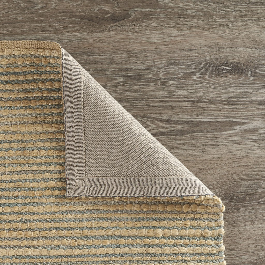 9’ x 12’ Tan and Blue Undertone Striated Area Rug