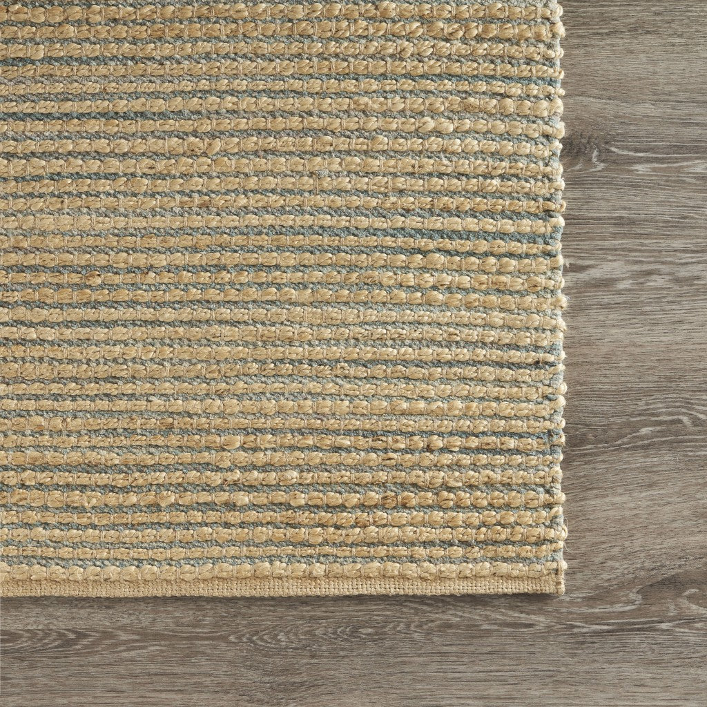 9’ x 12’ Tan and Blue Undertone Striated Area Rug