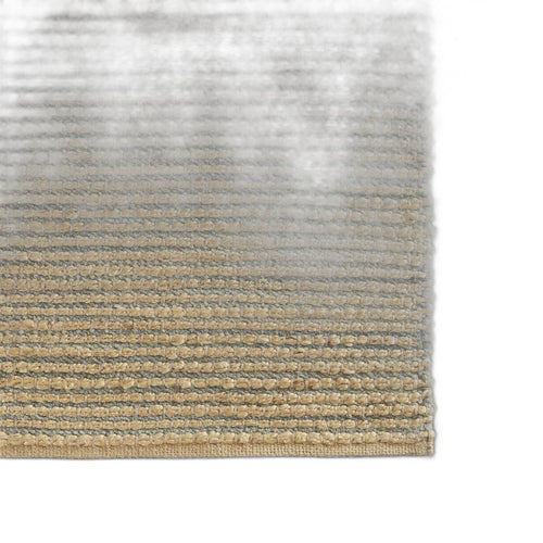 9’ x 12’ Tan and Blue Undertone Striated Area Rug