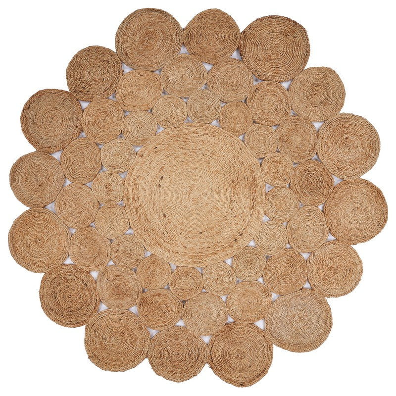 4’ Round Natural Tan Orbital Area Rug