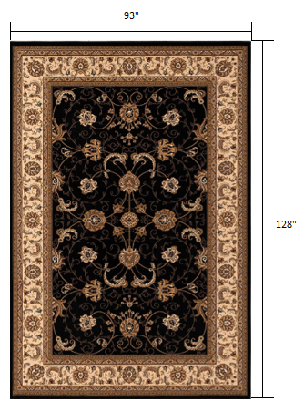 8’ x 11’ Black and Tan Floral Vines Area Rug