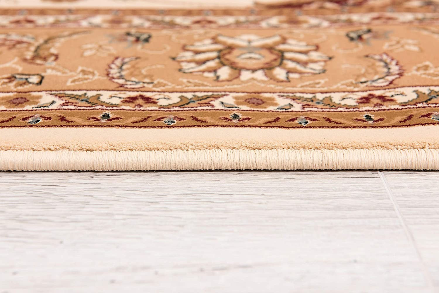 2’ x 10’ Cream and Tan Ornate Border Runner Rug