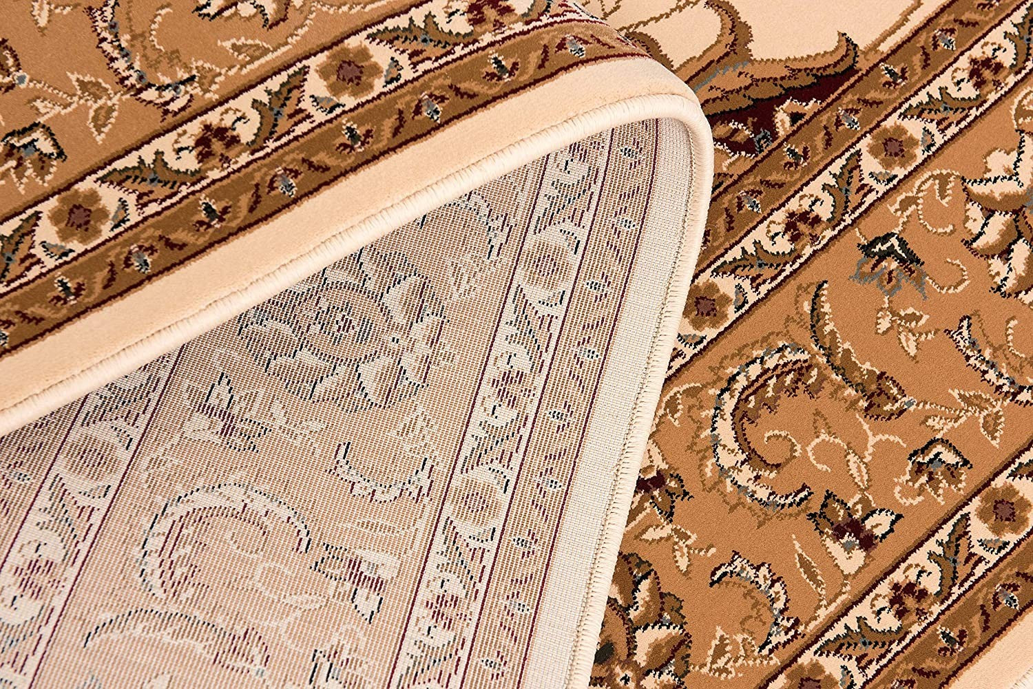 2’ x 13’ Cream and Tan Ornate Border Runner Rug