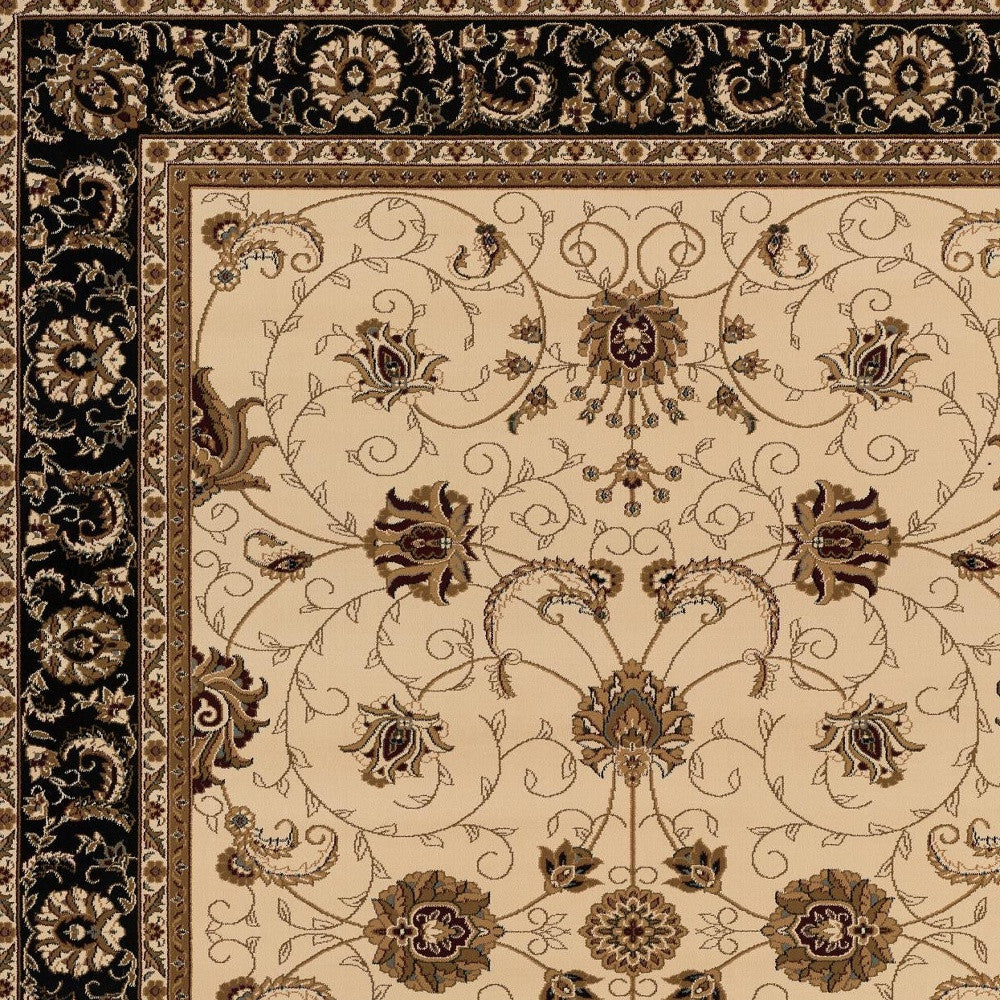 7’ x 9’ Cream and Black Decorative Area Rug