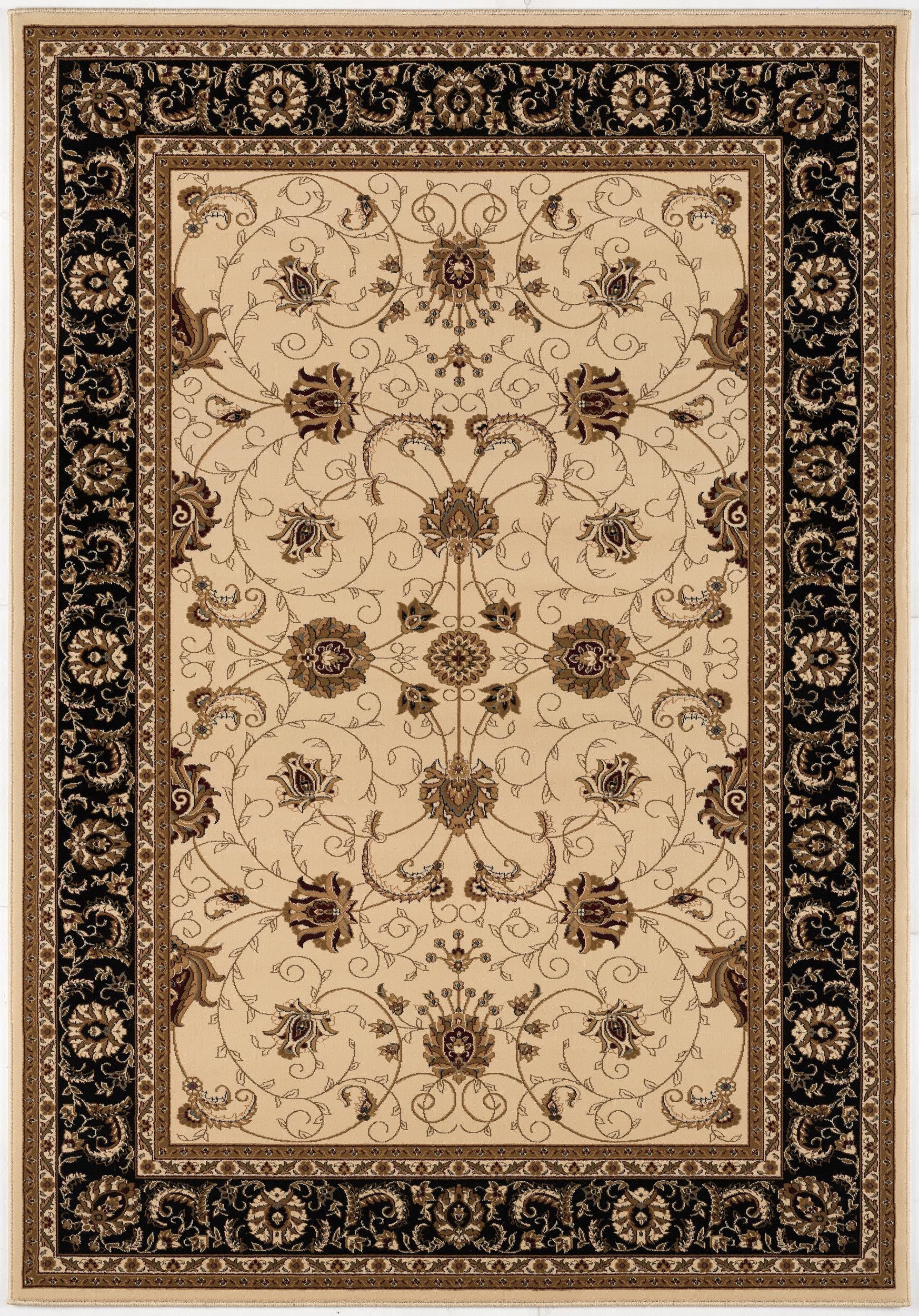 7’ x 9’ Cream and Black Decorative Area Rug