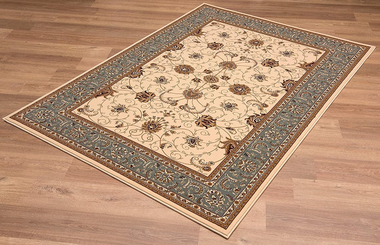 2’ x 13’ Cream and Blue Traditional Runner Rug