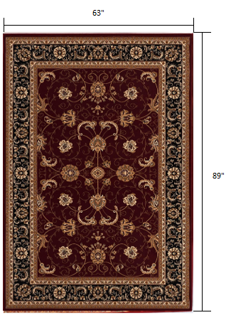 5’ x 8’ Red and Black Ornamental Area Rug