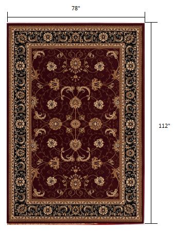 7’ x 9’ Red and Black Ornamental Area Rug