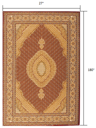 2’ x 15’ Red and Beige Medallion Runner Rug