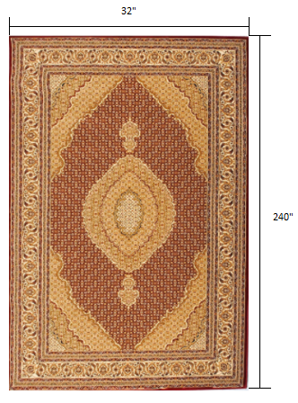 3’ x 20’ Red and Beige Medallion Runner Rug