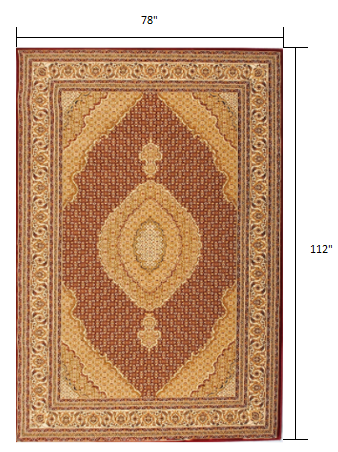 7’ x 9’ Red and Beige Medallion Area Rug