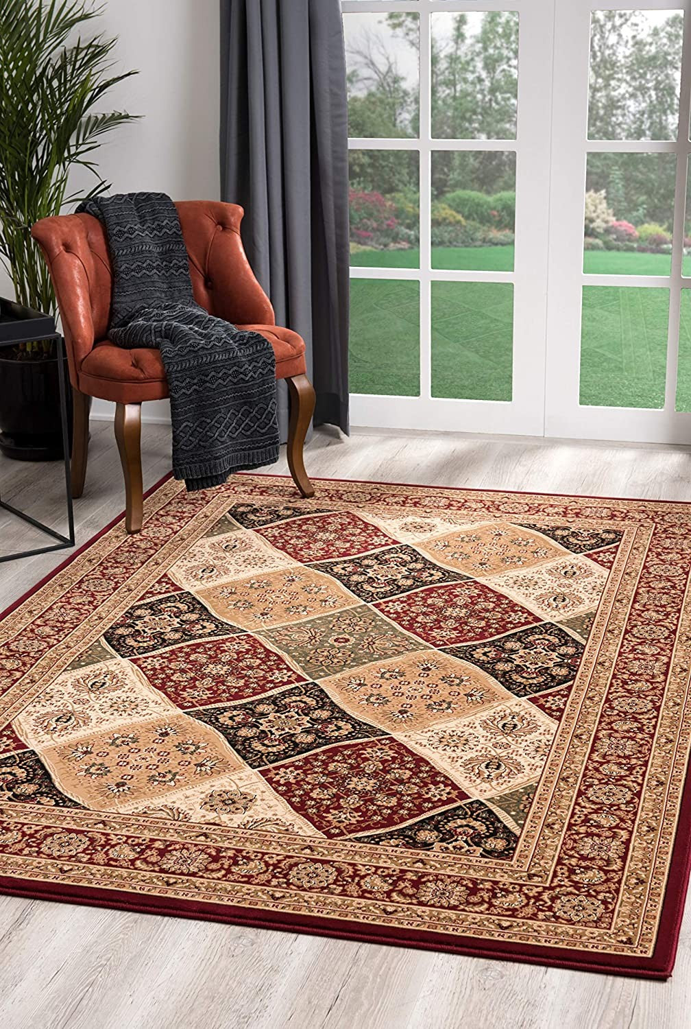 4’ x 6’ Red Decorative Diamonds Area Rug