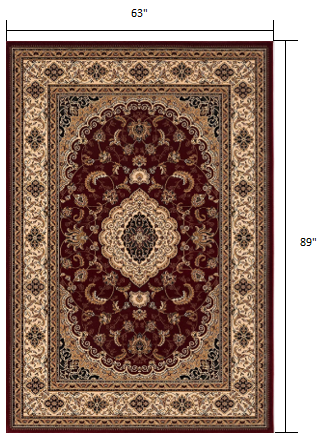 5’ x 8’ Red Floral Medallion Area Rug