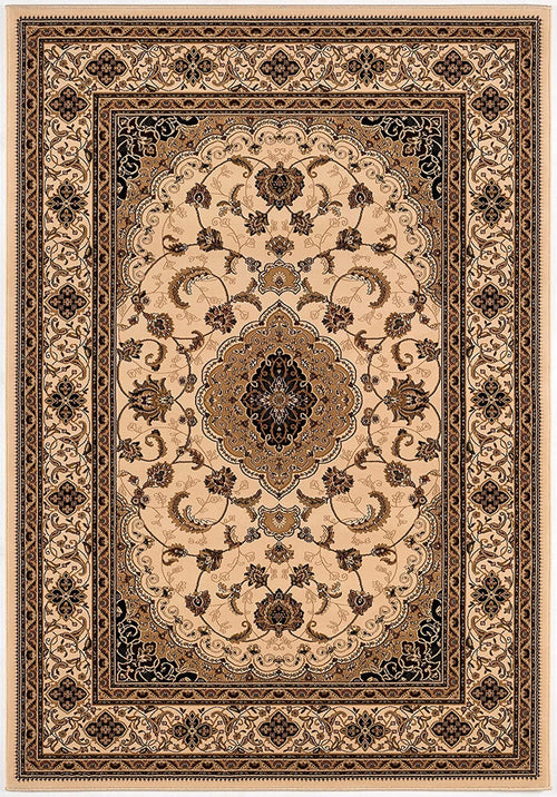 5’ Round Cream Floral Medallion Area Rug