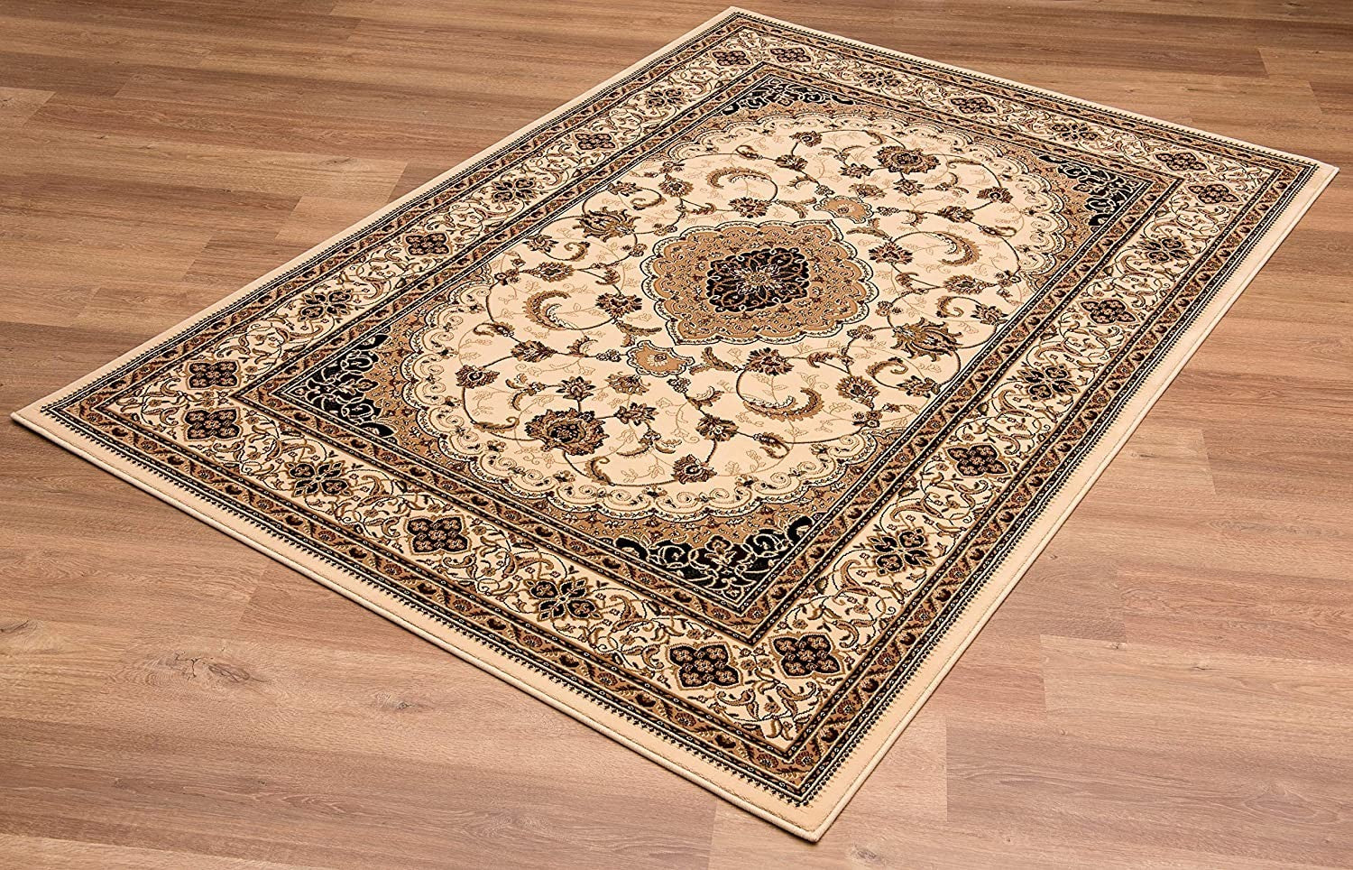 5’ x 8’ Cream Floral Medallion Area Rug