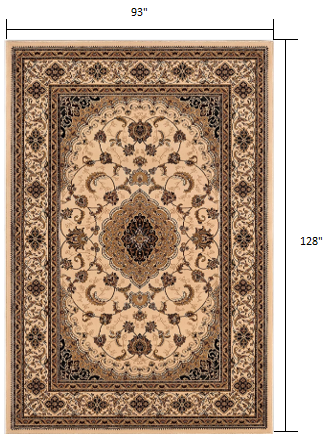 8’ x 11’ Cream Floral Medallion Area Rug