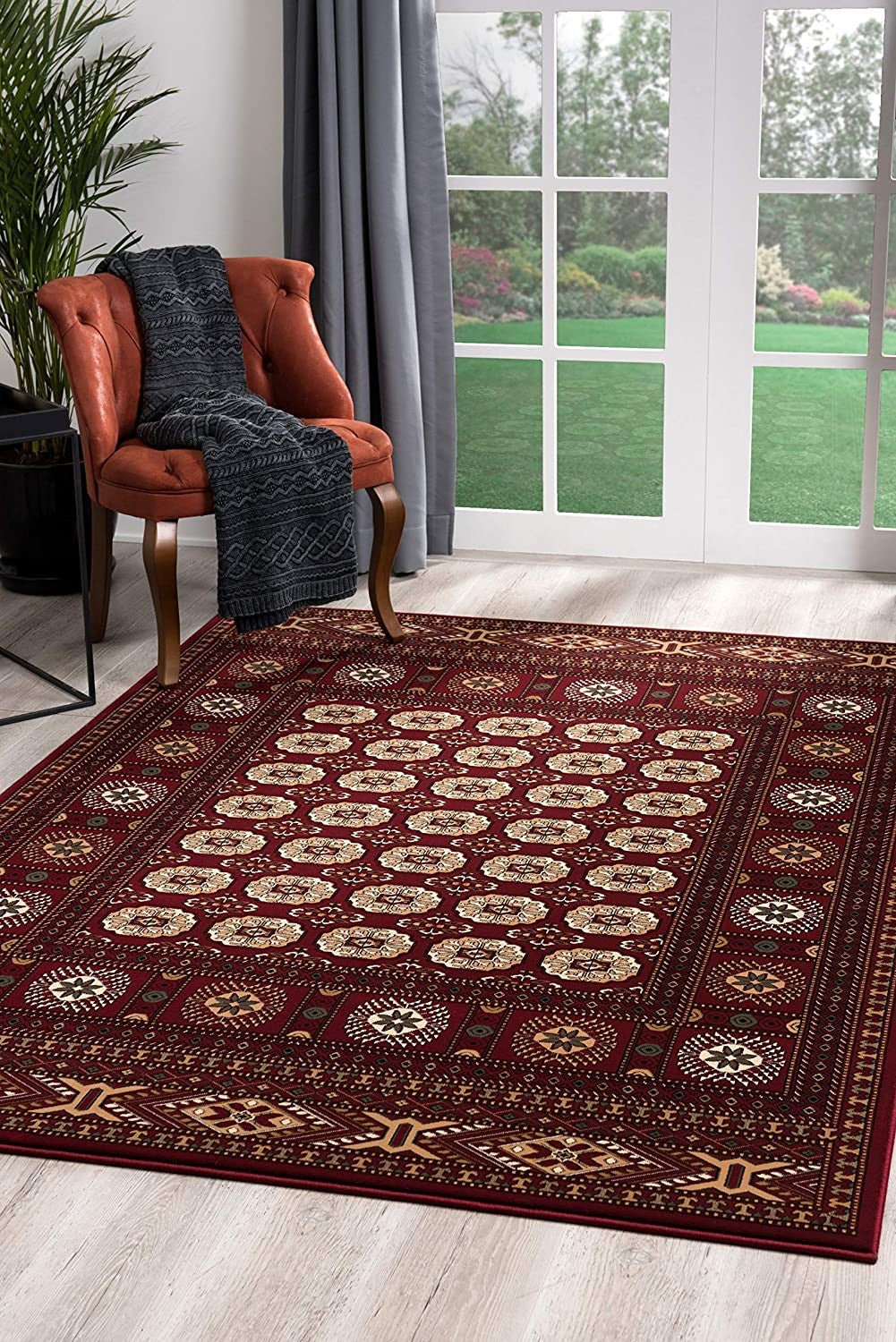 2’ x 13’ Red Eclectic Geometric Pattern Runner Rug