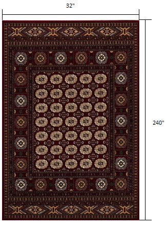 3’ x 20’ Red Eclectic Geometric Pattern Runner Rug