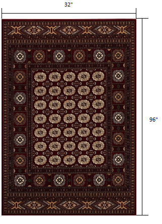 3’ x 8’ Red Eclectic Geometric Pattern Runner Rug