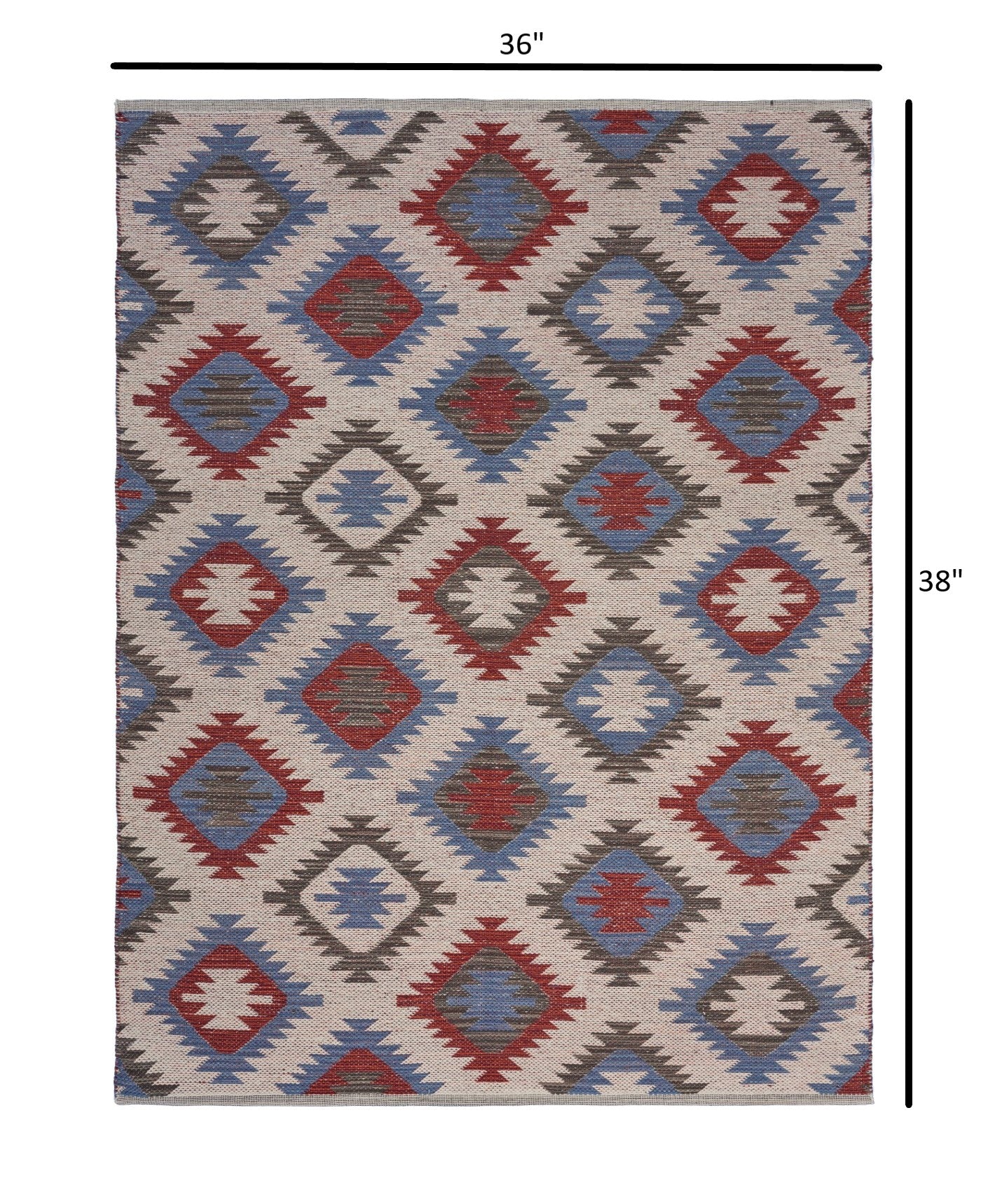 3’ x 5’ Red and Blue Geometric Diamonds Area Rug