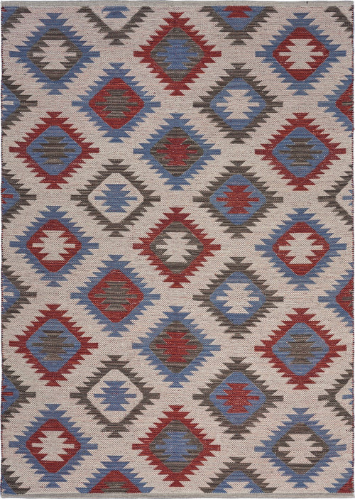 5’ x 7’ Red and Blue Geometric Diamonds Area Rug