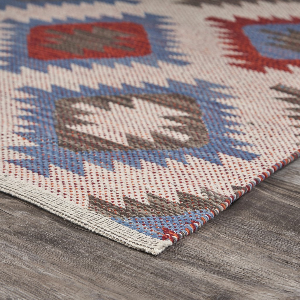 5’ x 7’ Red and Blue Geometric Diamonds Area Rug