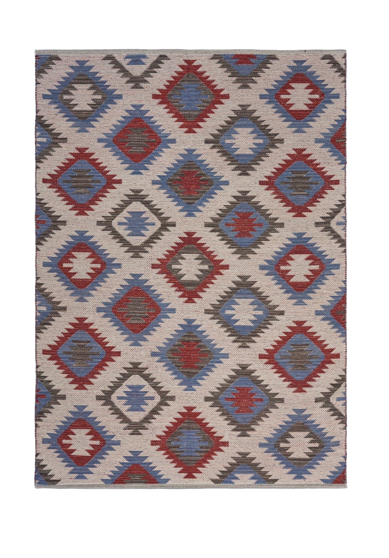 5’ x 7’ Red and Blue Geometric Diamonds Area Rug