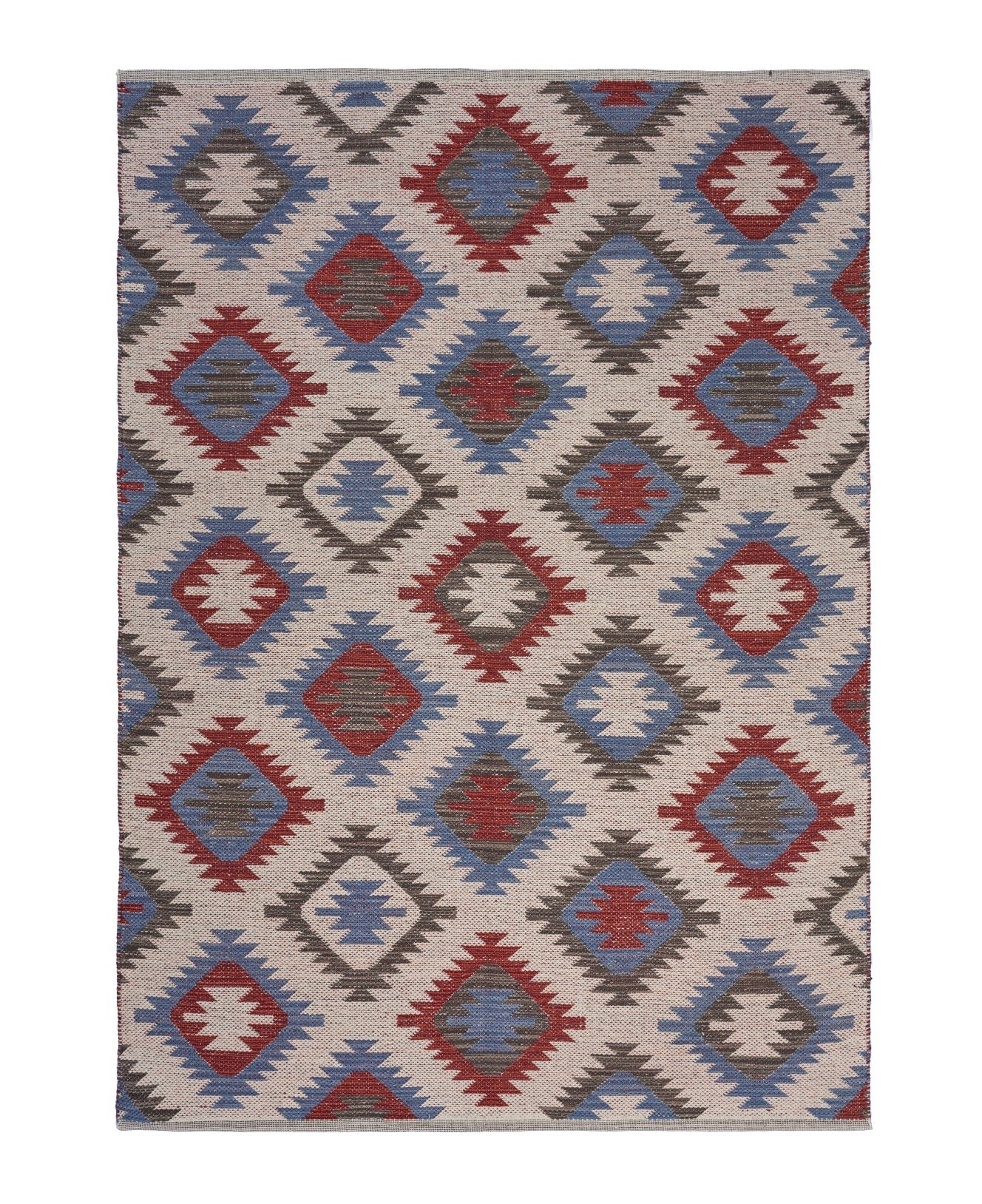 3’ x 4’ Red and Blue Geometric Diamonds Area Rug