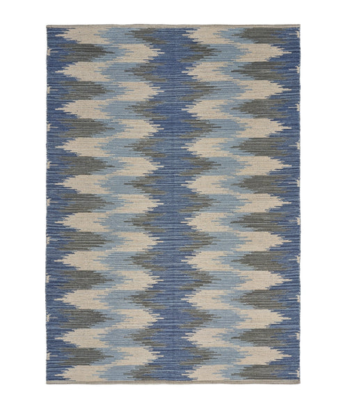 3’ x 4’ Blue and Cream Ikat Pattern Area Rug