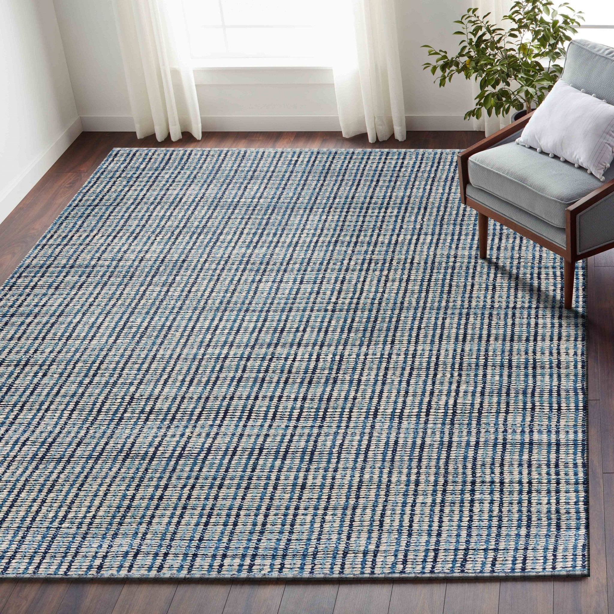 8' X 10' Blue Hand Loomed Area Rug