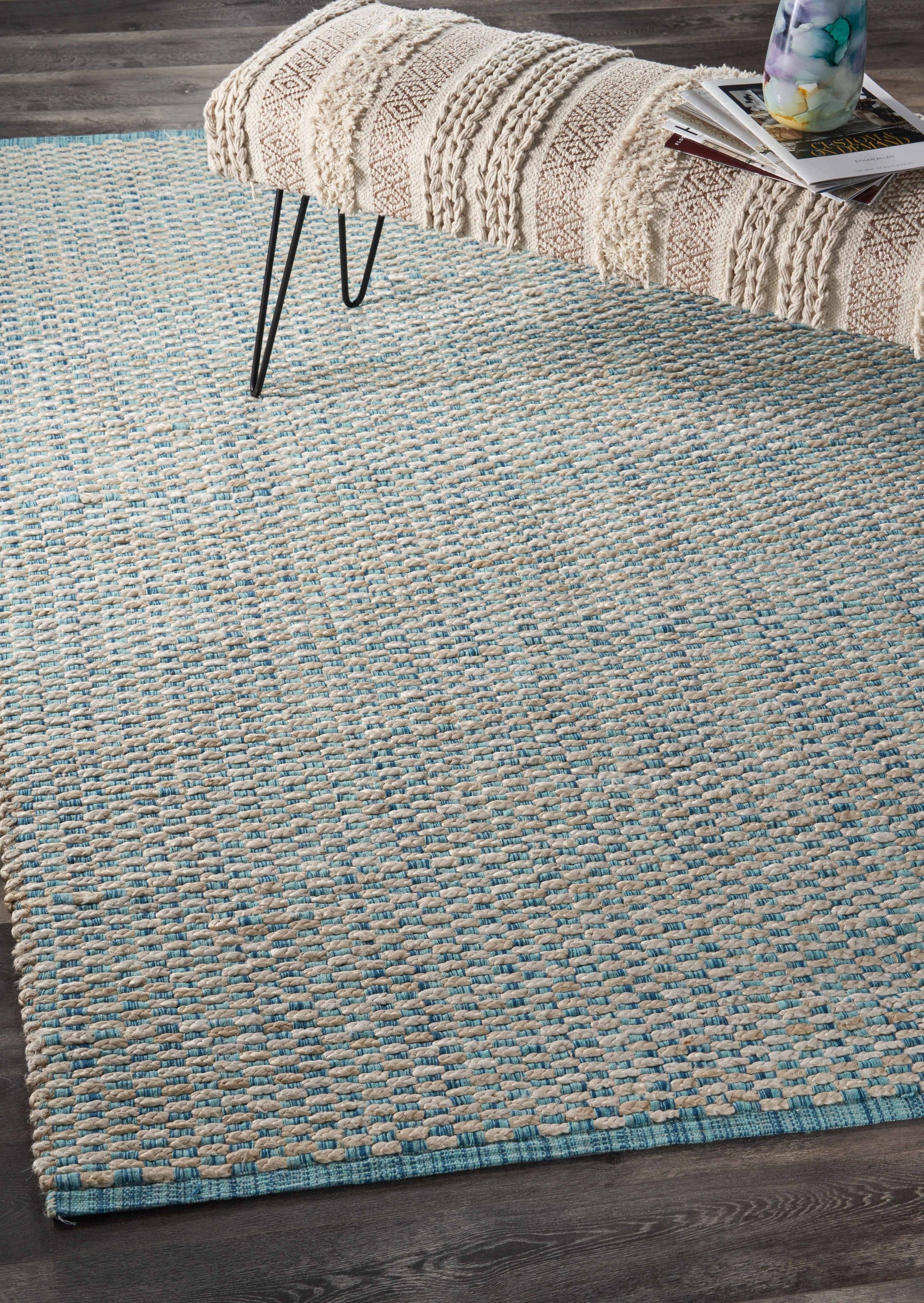 8’ x 10’ Blue and Beige Toned Area Rug