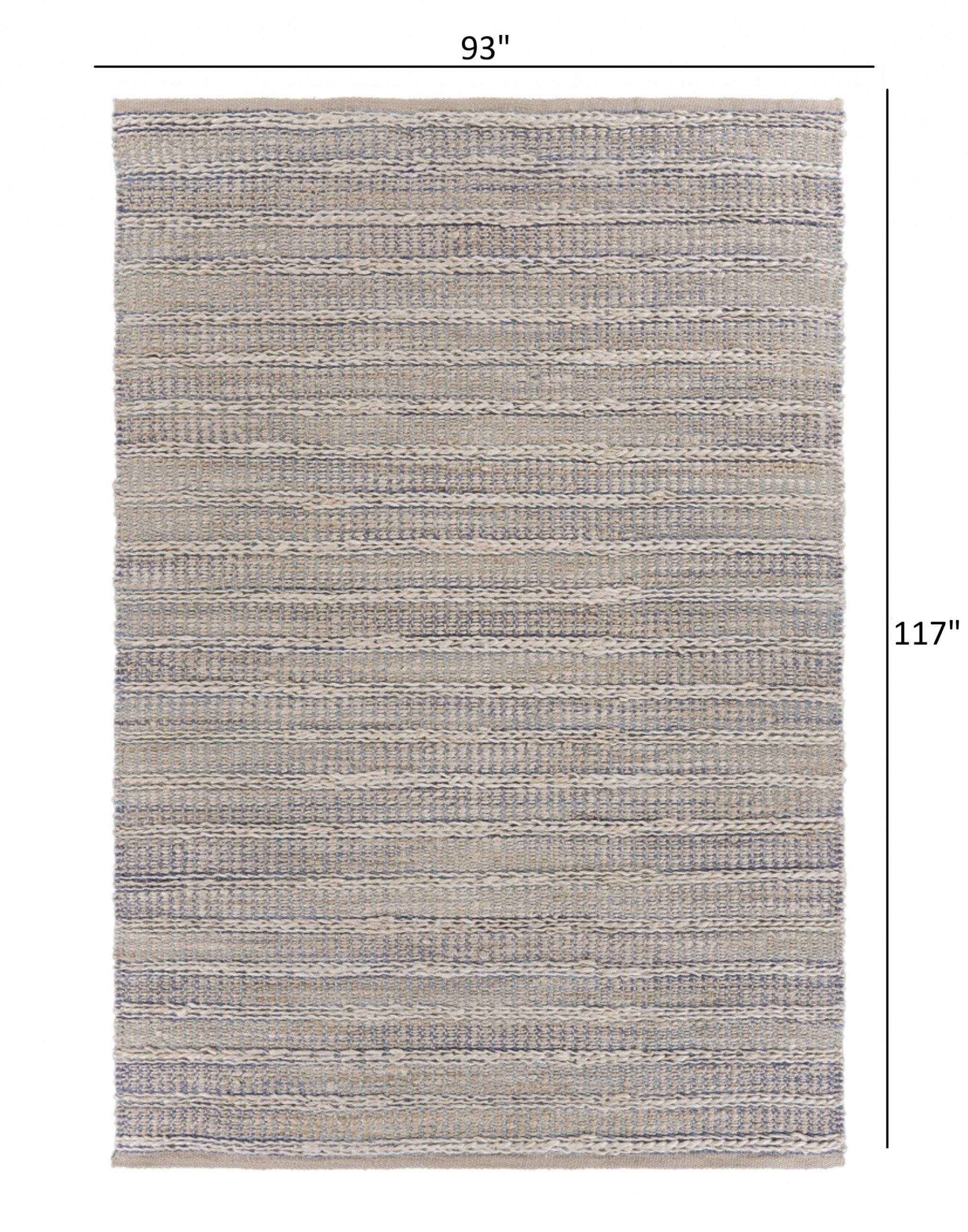 8’ x 10’ Blue and Cream Braided Jute Area Rug