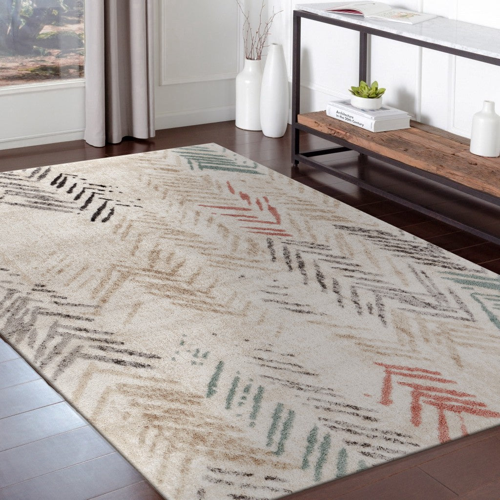 5’ x 7’ Ivory Eclectic Arrows Area Rug