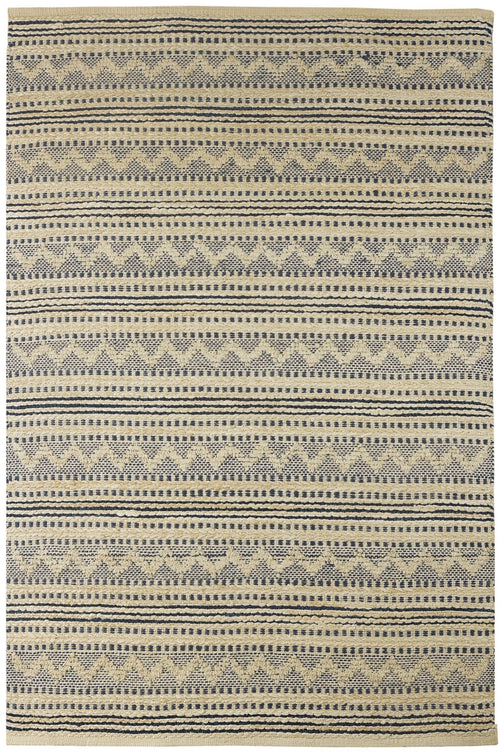 8’ x 10’ Blue and Beige Chevron Striped Area Rug