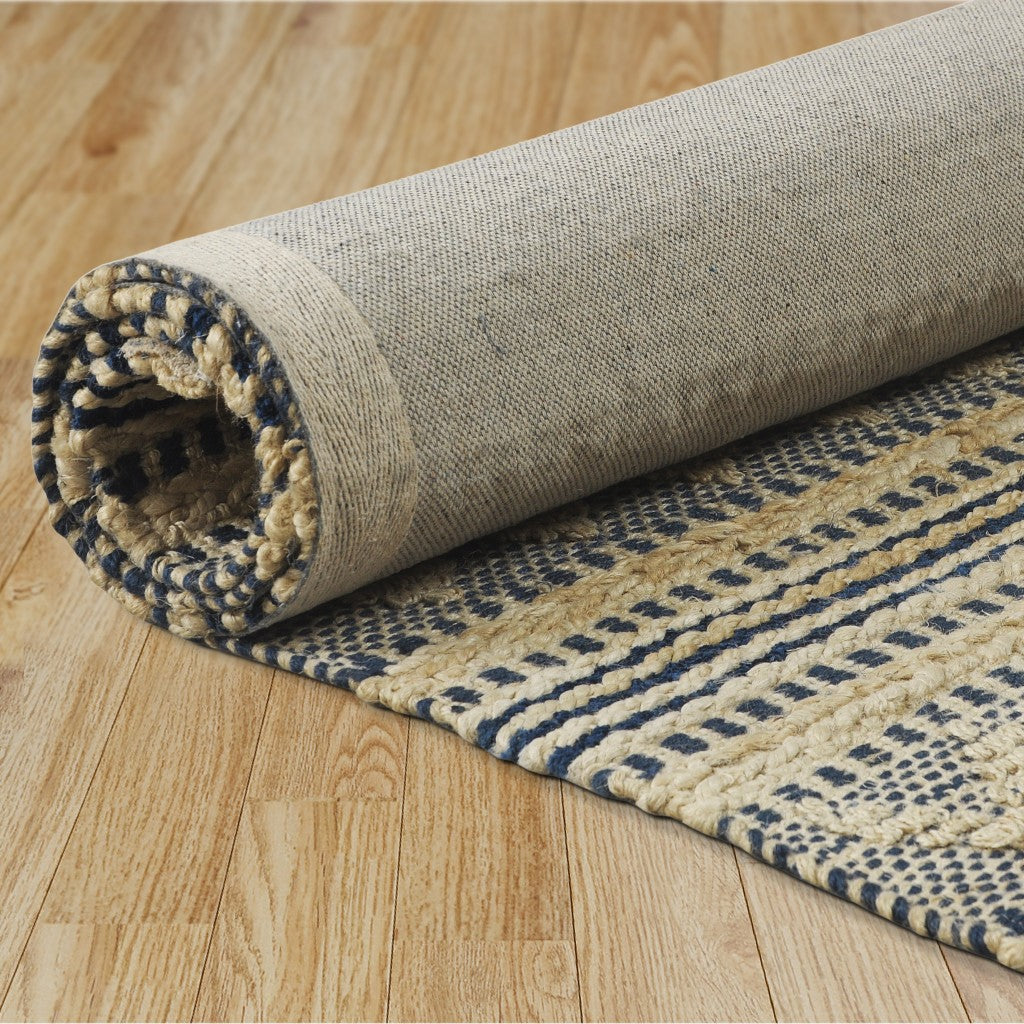 8’ x 10’ Blue and Beige Chevron Striped Area Rug