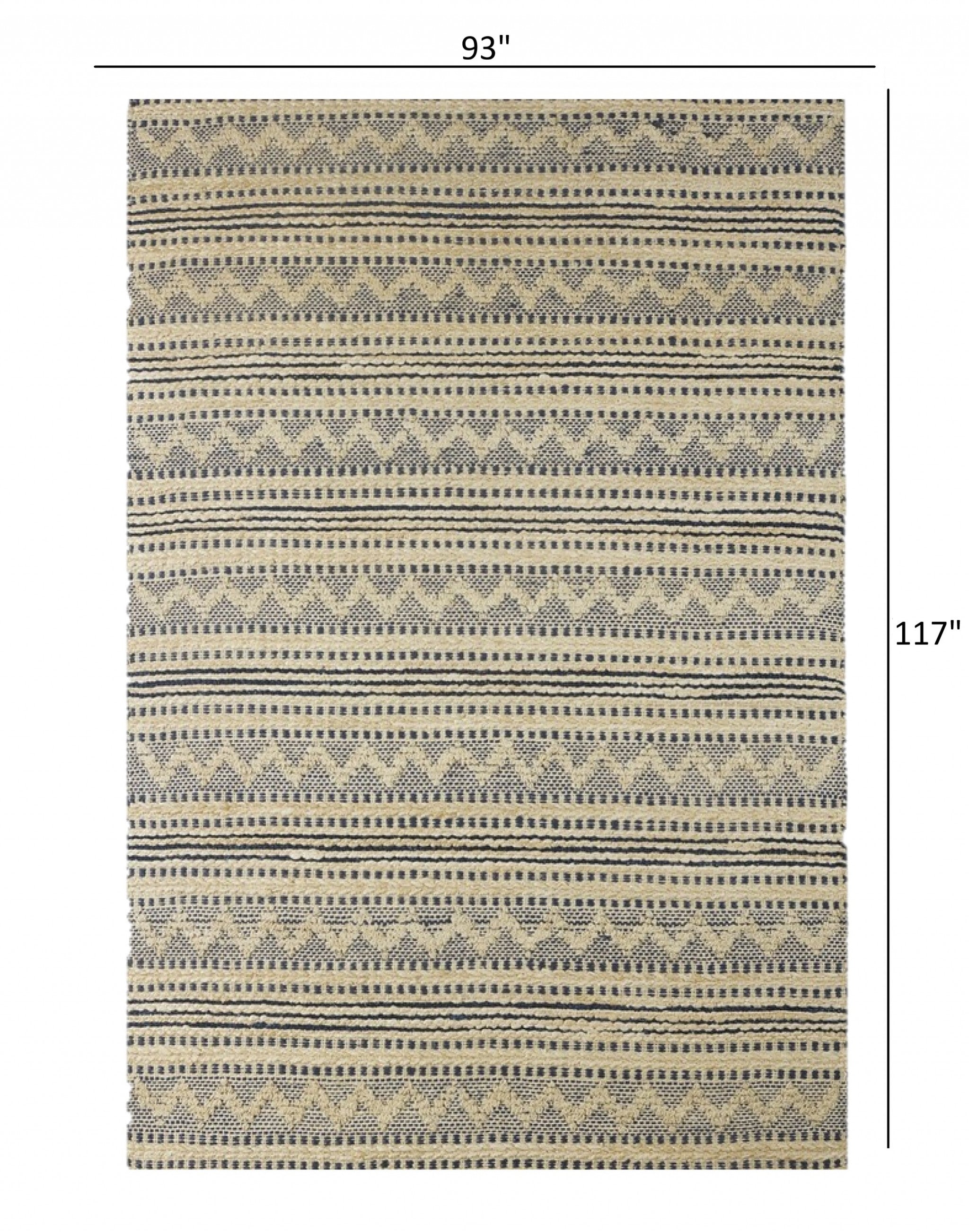 8’ x 10’ Blue and Beige Chevron Striped Area Rug