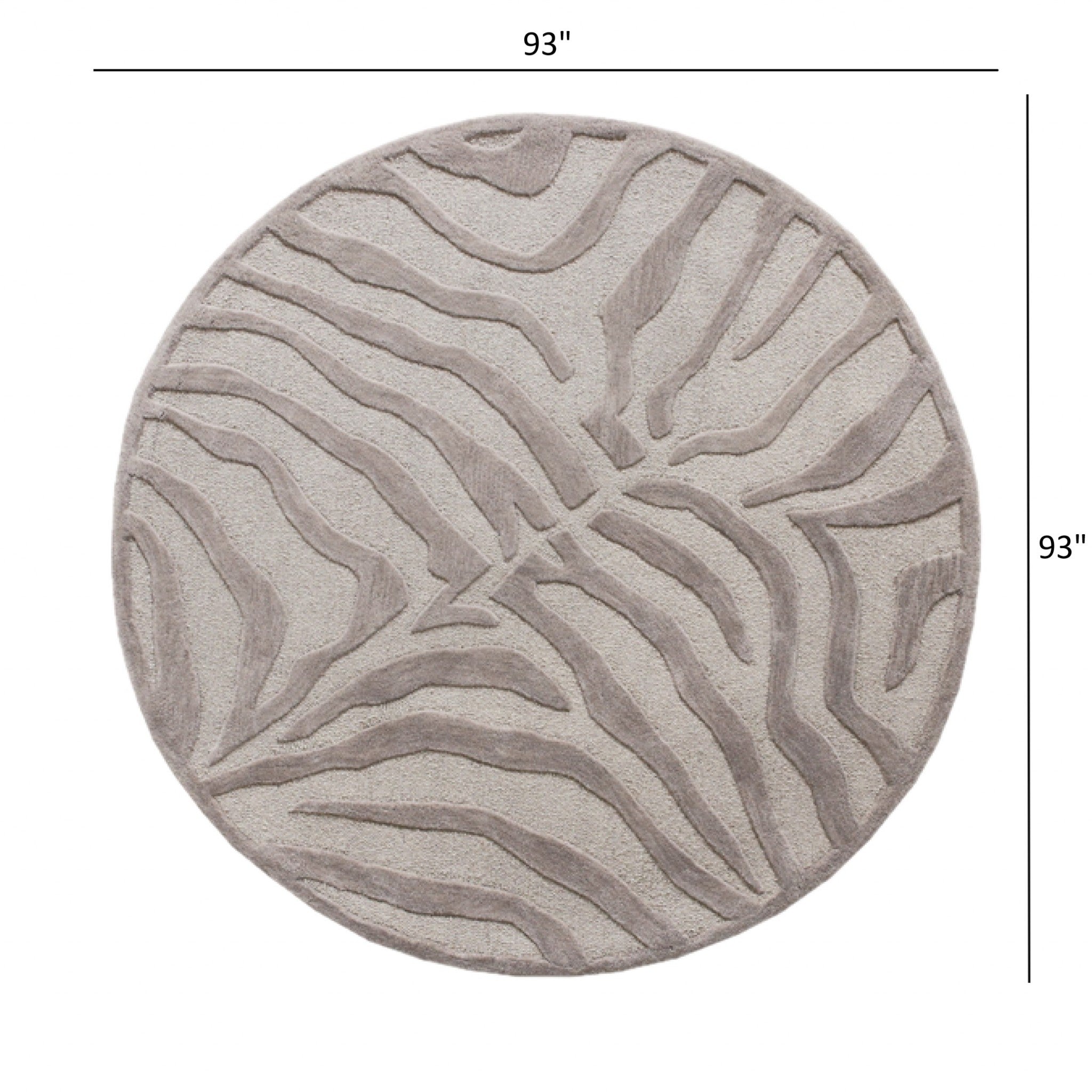 8’ Round Taupe Zebra Pattern Area Rug